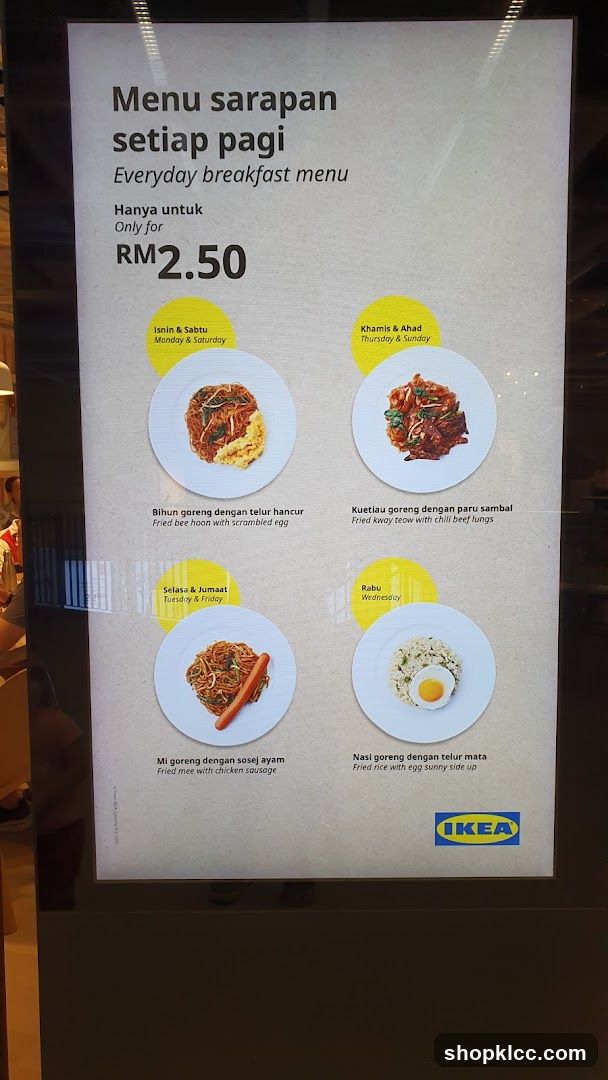Everyday breakfast menu