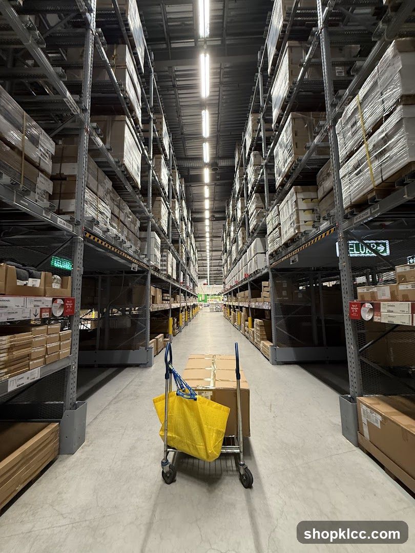 Warehouse Aisle with Shopping Cart