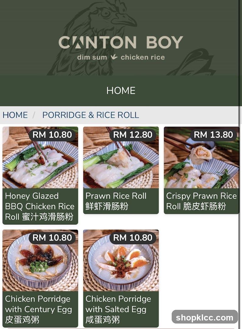 Canton Boy Menu