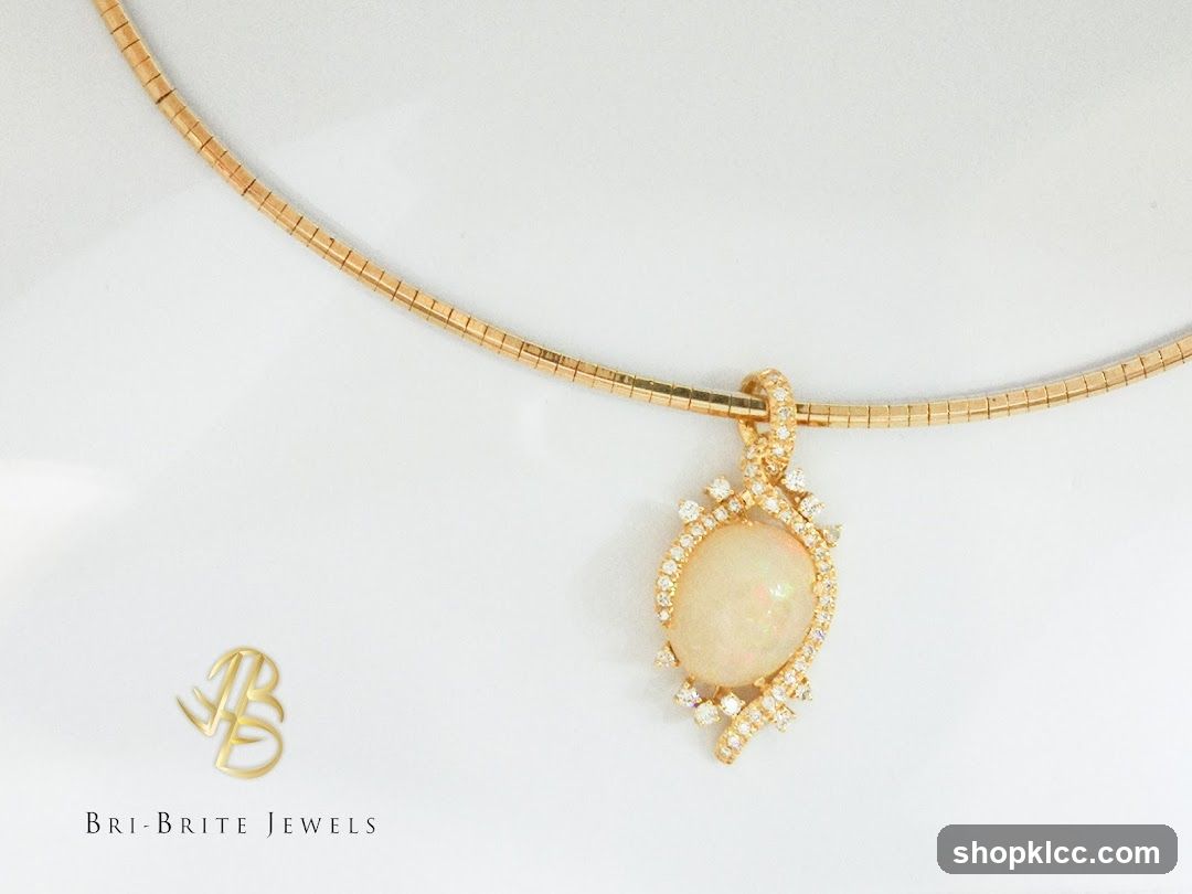 Opal and Diamond Pendant Necklace