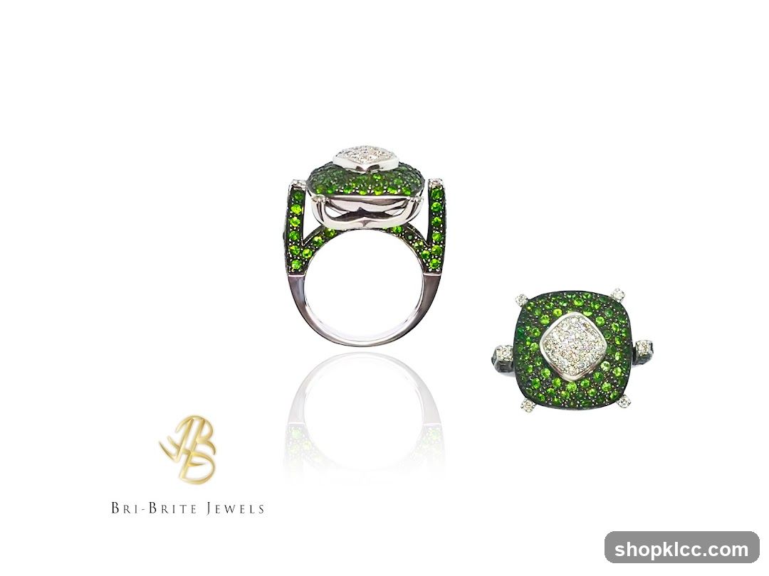 Diamond and Green Gemstone Ring