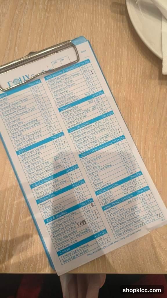 Dolly's Menu