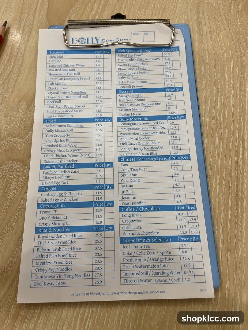 DOLLY Dim Sum Menu