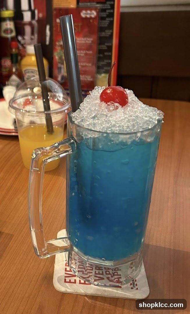 Blue Cocktail with Cherry