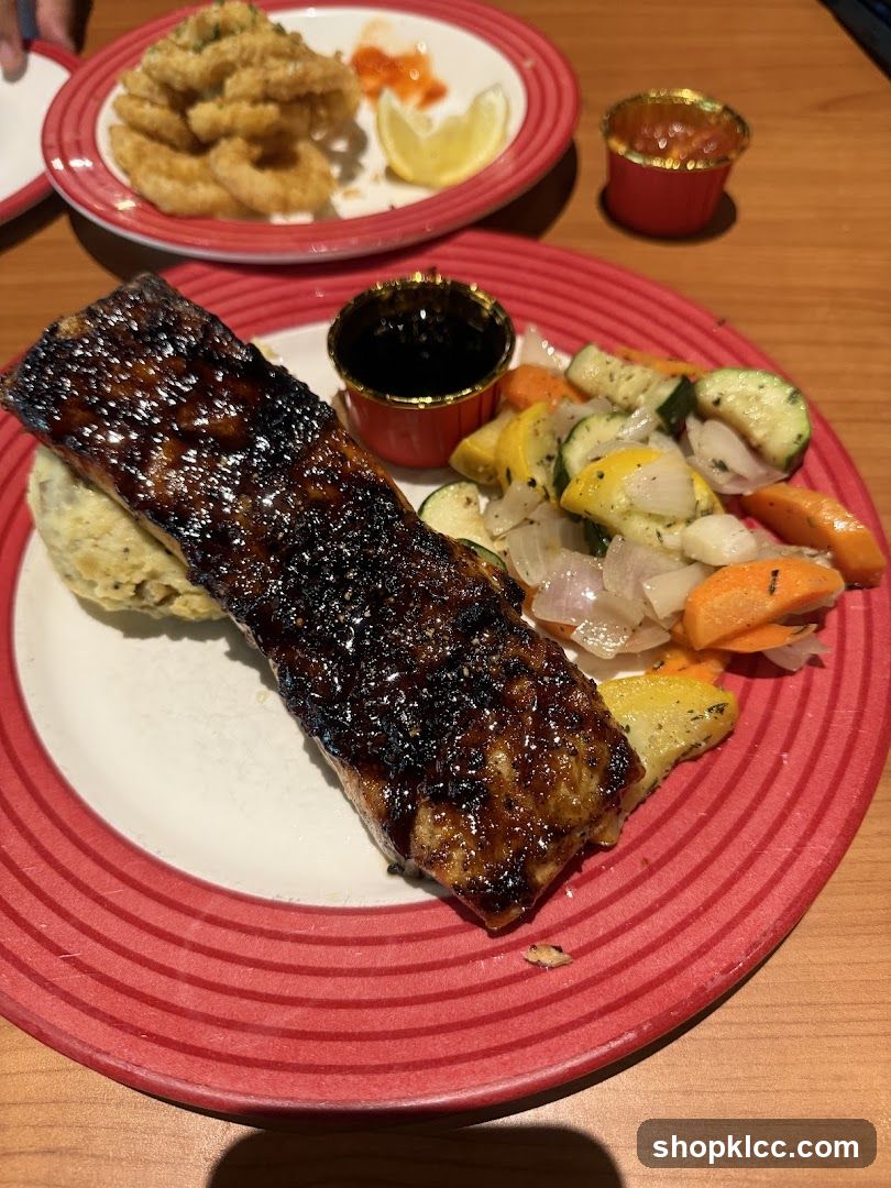 Salmon Dinner with Vegetables and Calamari