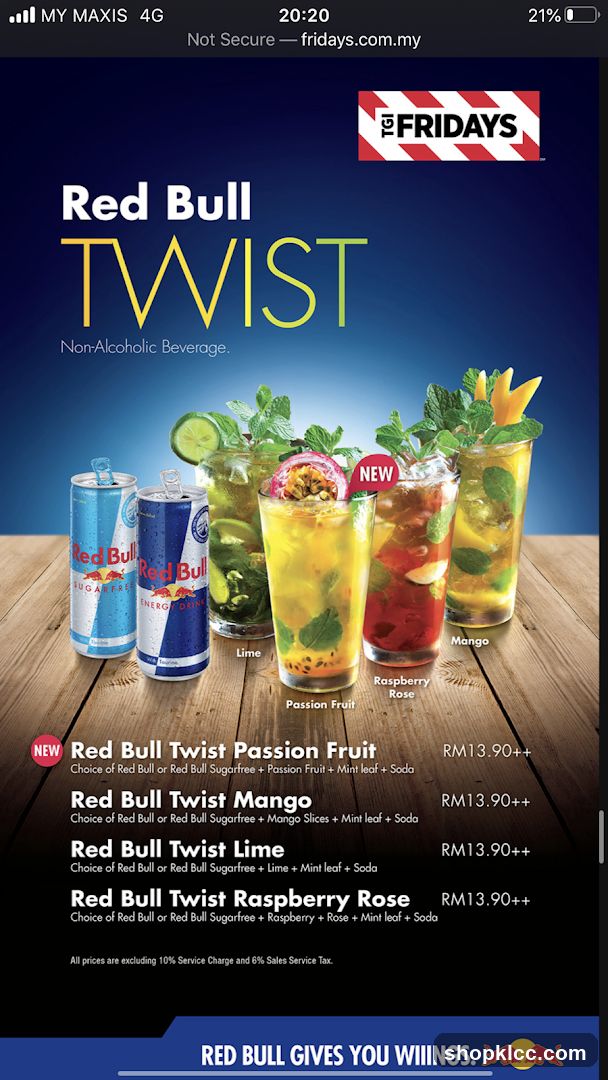Red Bull Twist Menu