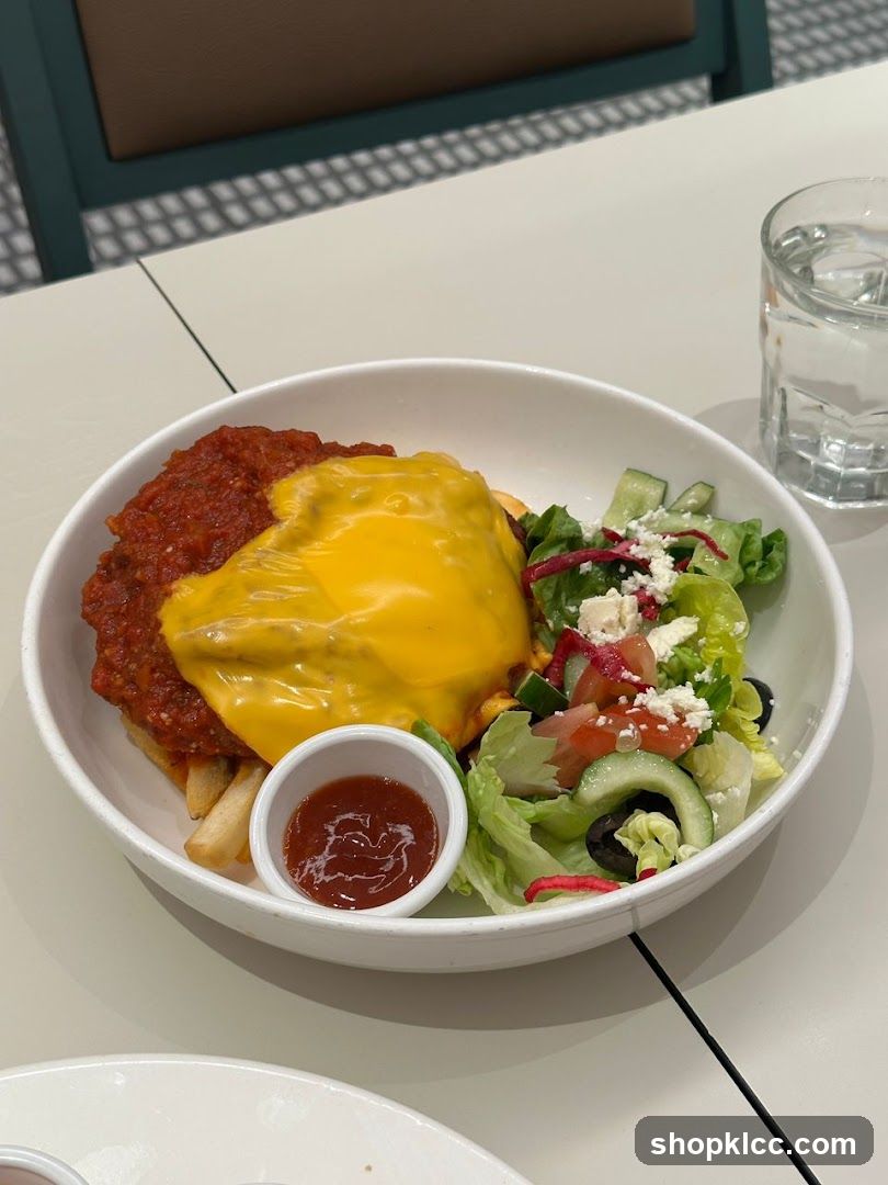 Cheeseburger with Fries and Salad