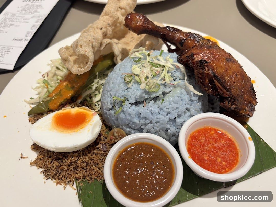 Nasi Kerabu with Fried Chicken