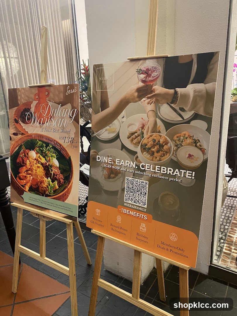 Promotional signs for Serai restaurant