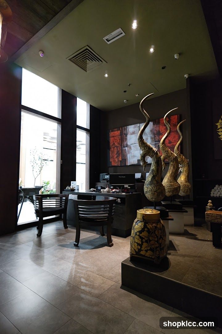 Reception Area with Decorative Sculptures