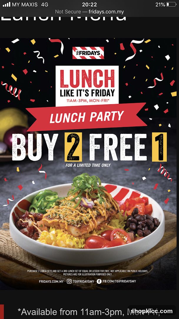 TGI Fridays Lunch Party Promotion