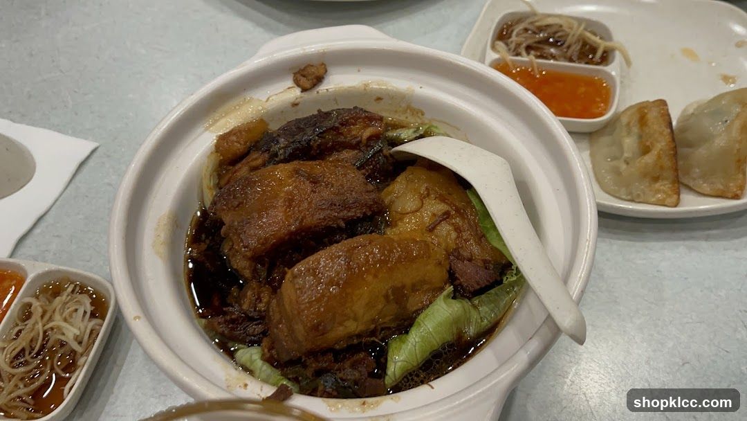 Braised Pork Belly with Greens and Dumplings