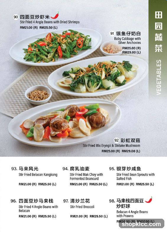 Vegetables Menu Page