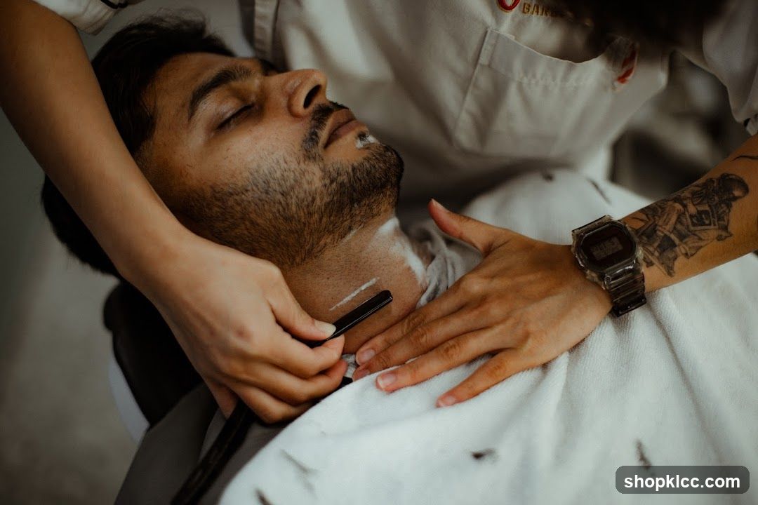 Barber Shaving a Client