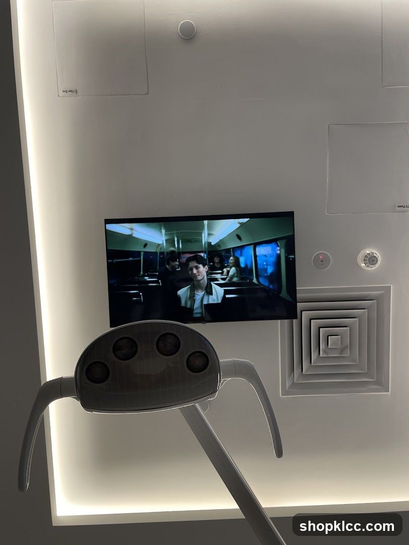 Ceiling mounted TV and dental light