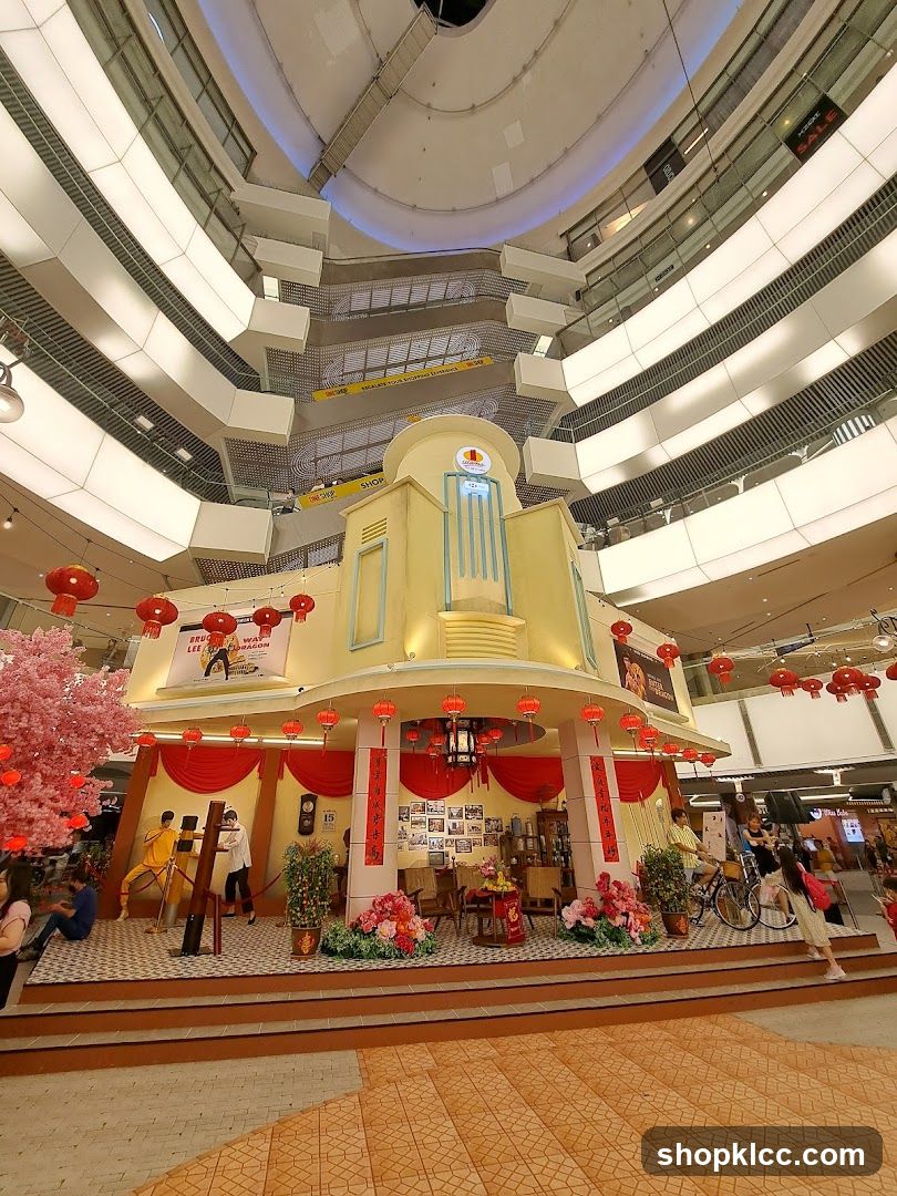 Retro-themed display in a shopping mall