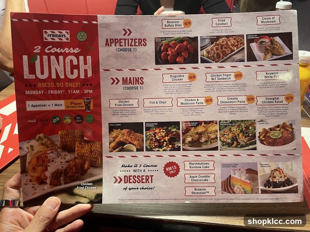 TGI Fridays 2 Course Lunch Menu