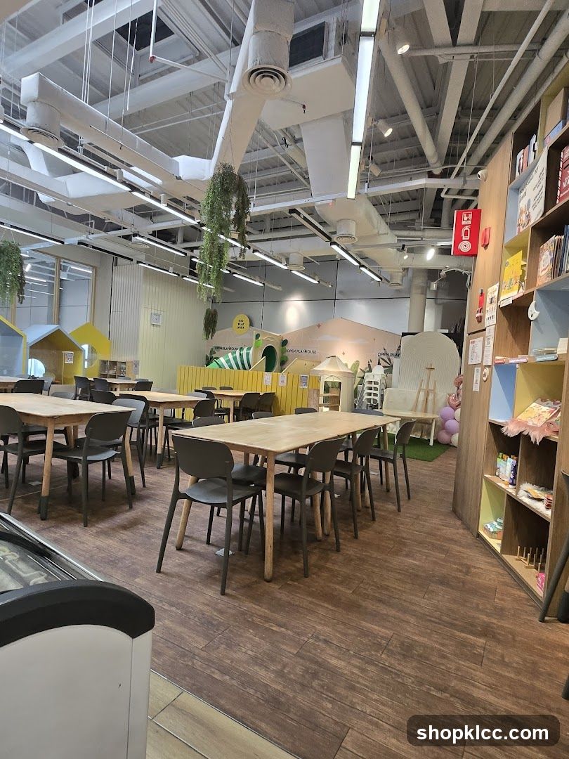 Interior of a cafe with a play area