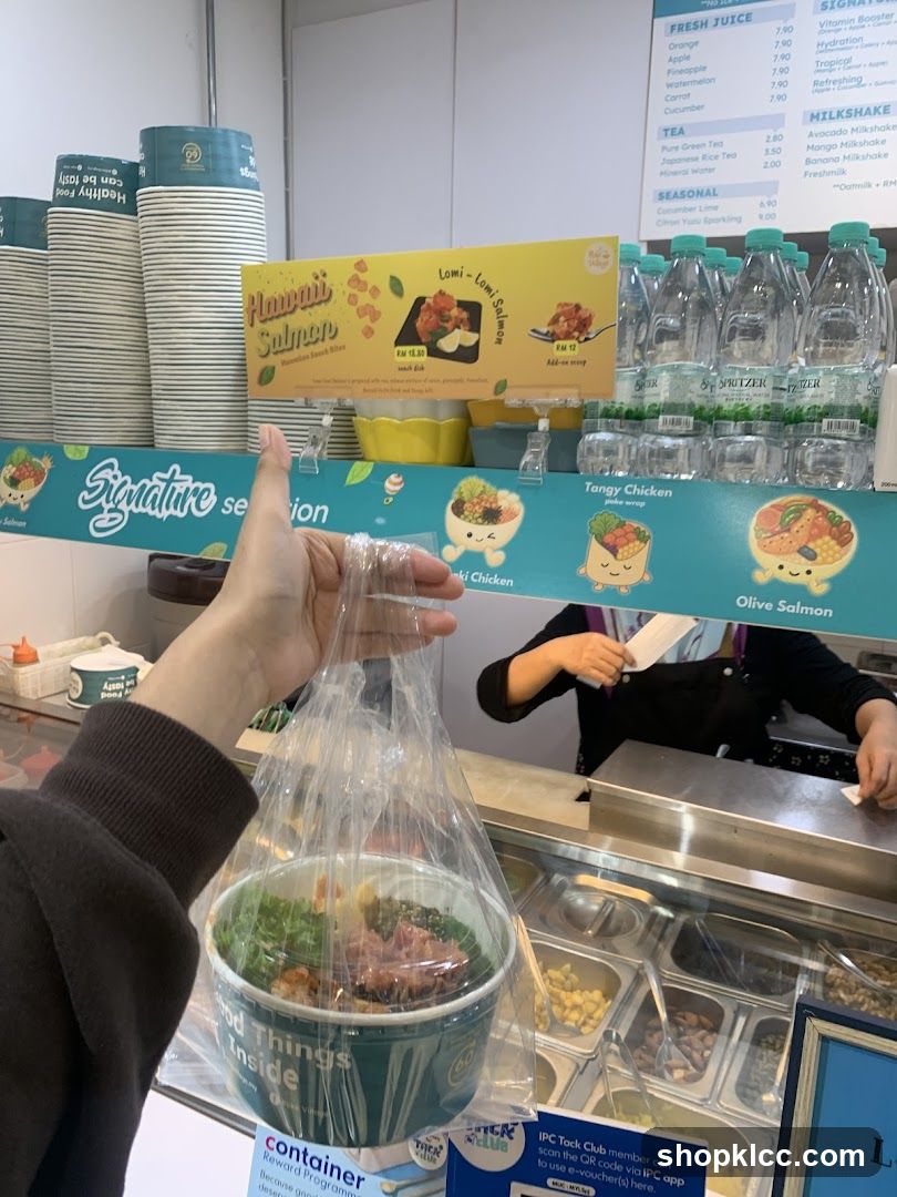 Food counter with menu and takeaway order