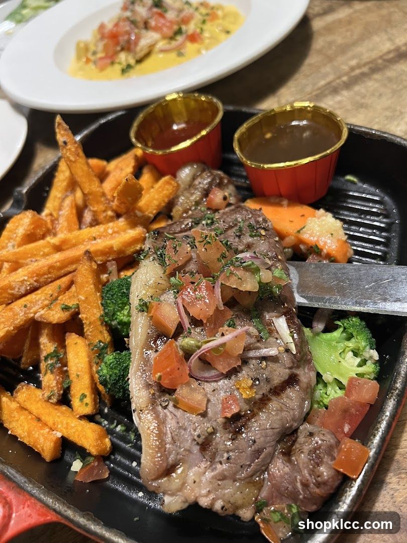 Steak with Sweet Potato Fries and Broccoli