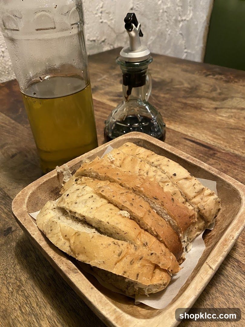 Bread Basket with Olive Oil and Balsamic Vinegar