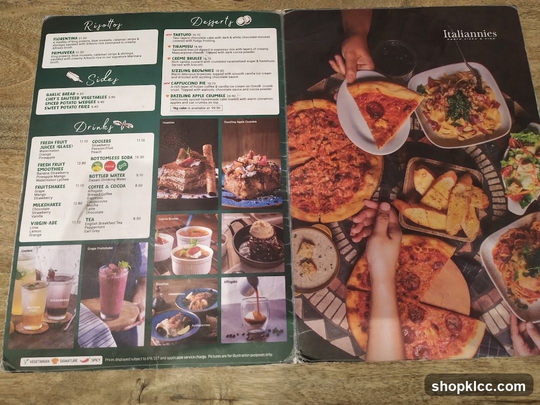 Italiannies Menu