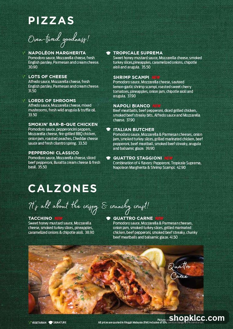 Pizzas and Calzones