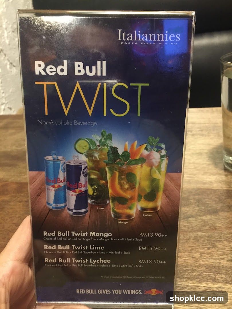 Red Bull Twist Menu