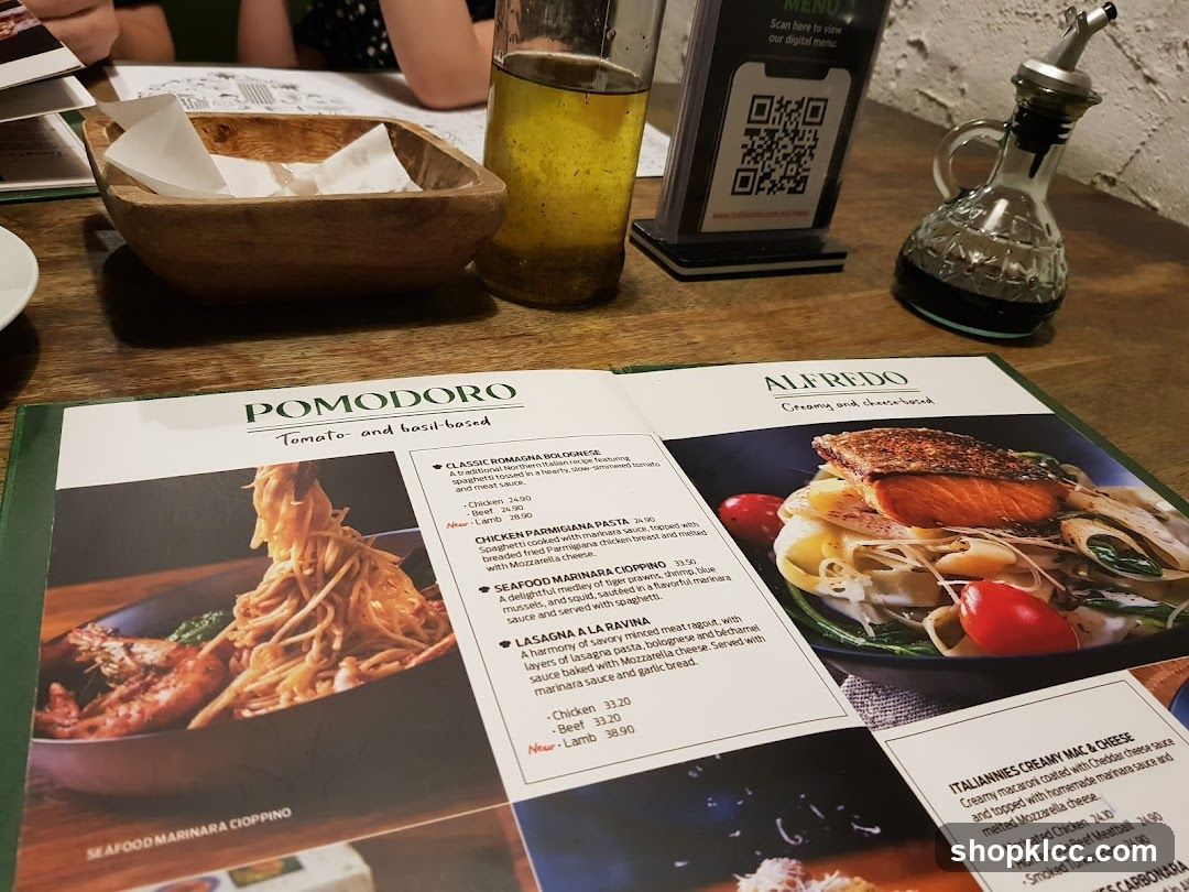 Pomodoro and Alfredo Menu
