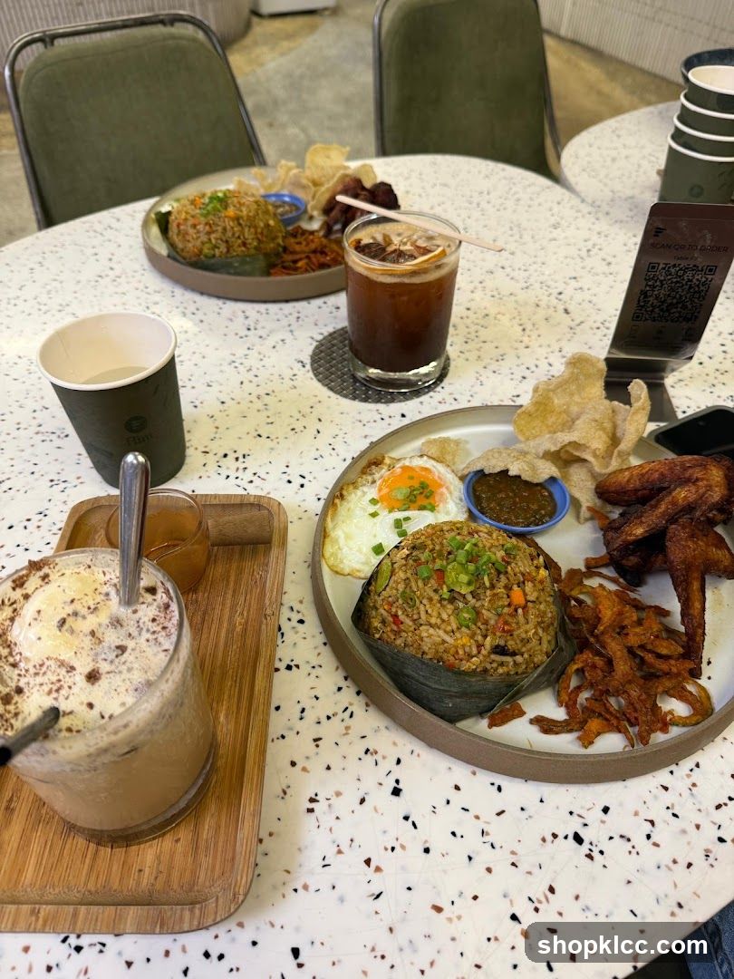 Table with food and drinks
