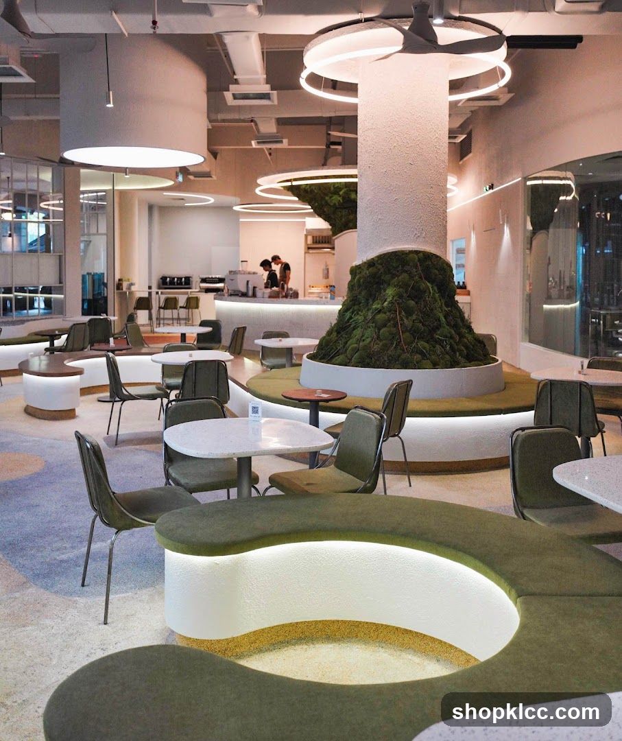 Modern Cafe Interior with Greenery