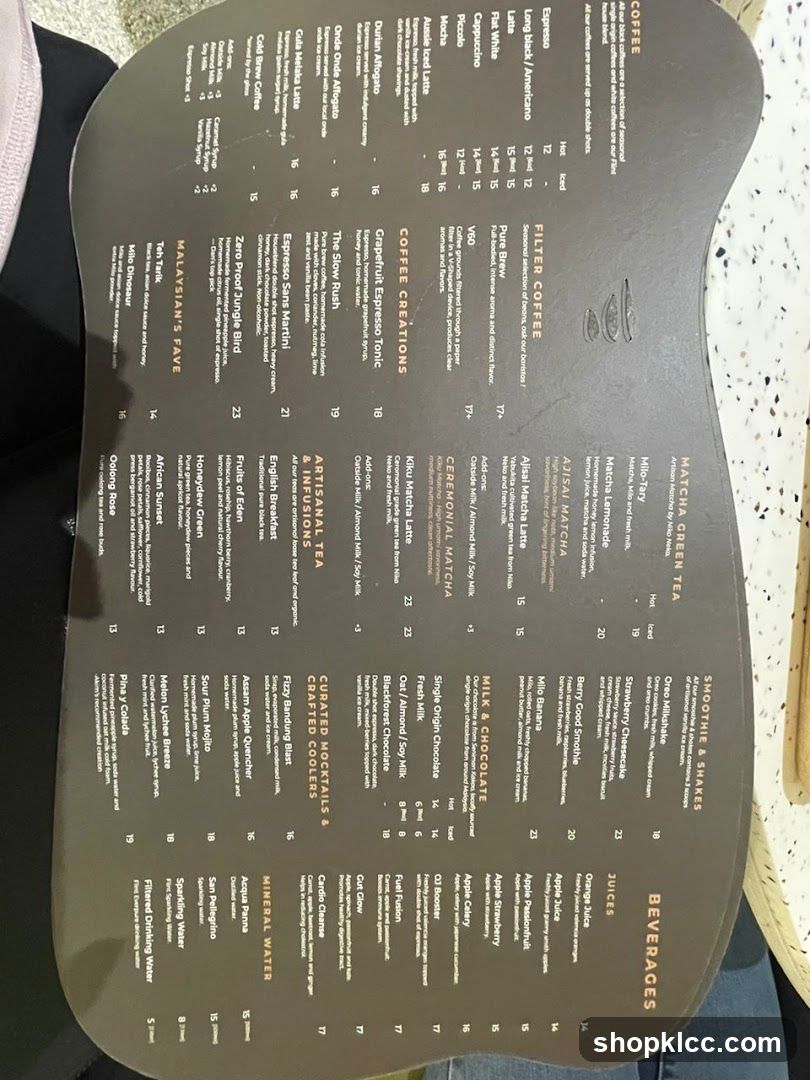 Beverages Menu