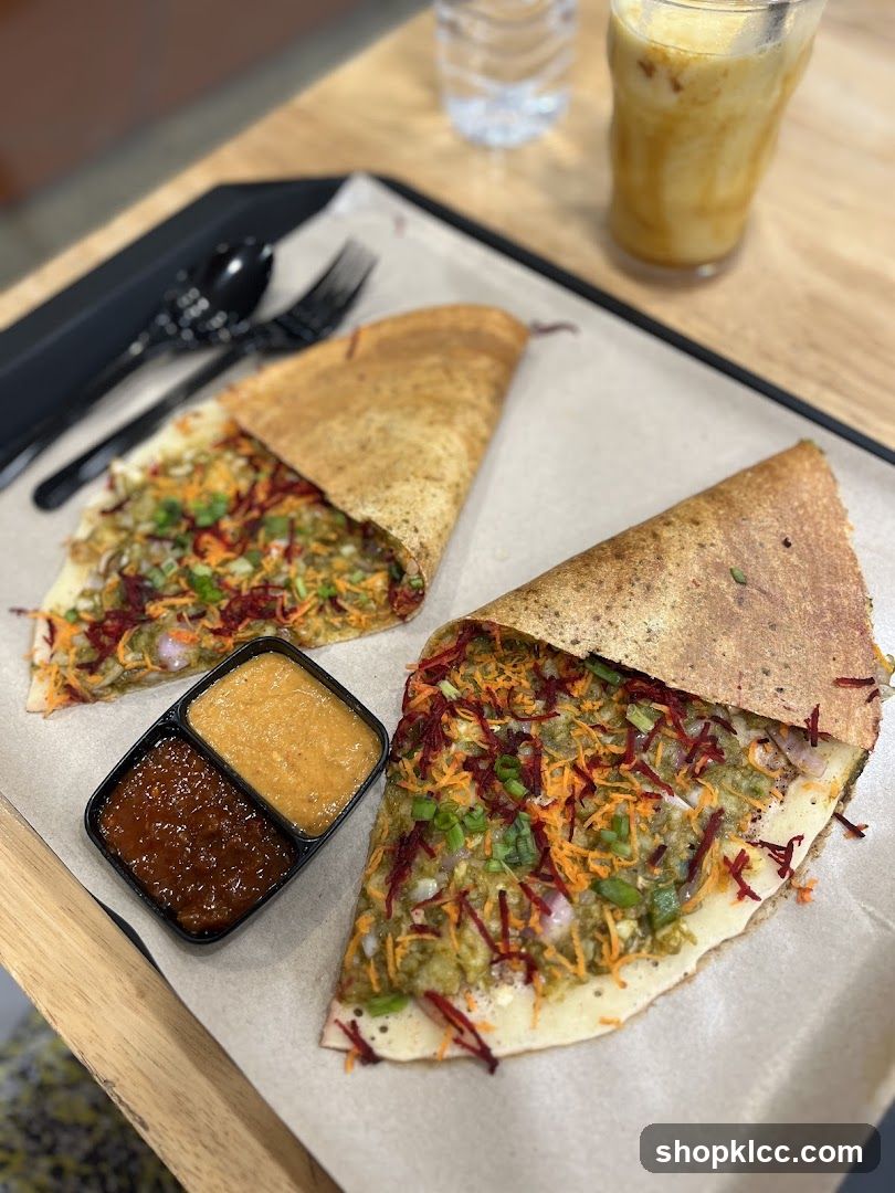 Two Dosas with Chutney and Drink