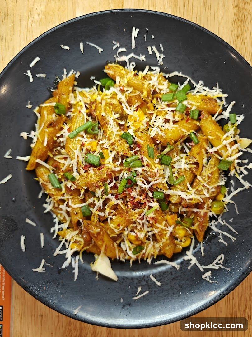 Penne Pasta with Cheese and Garnish
