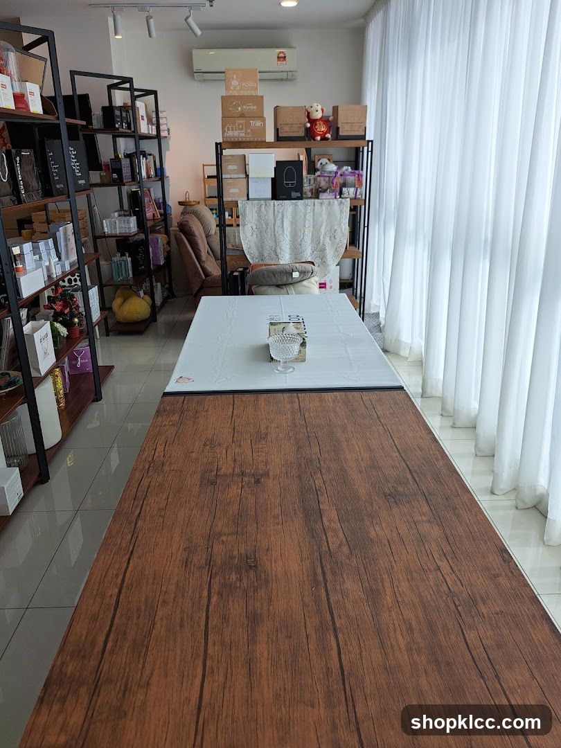 Retail display shelves with products