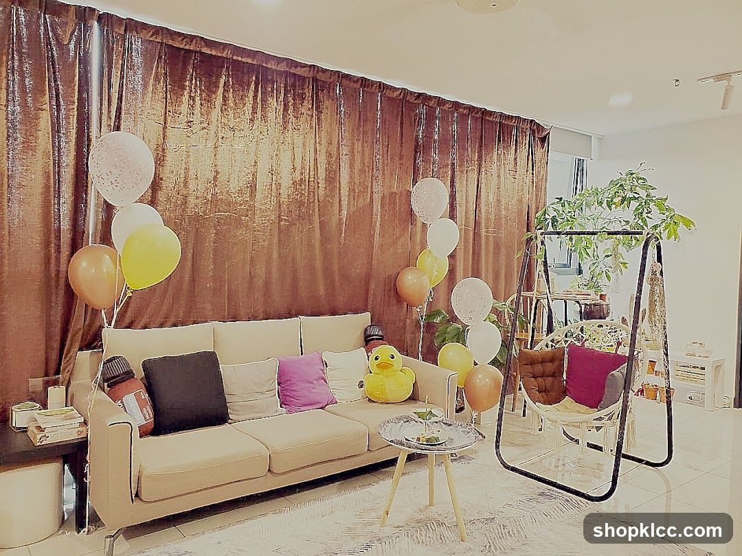 Living Room with Balloons and Swing Chair