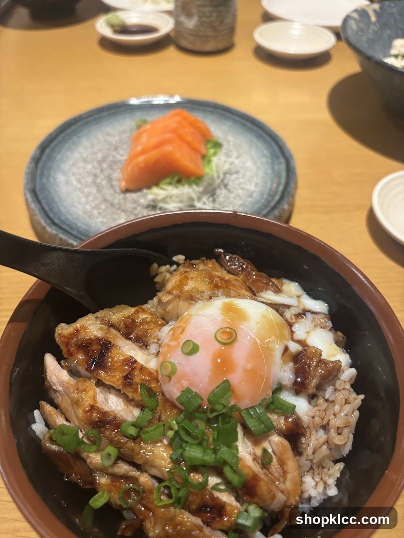 Chicken Teriyaki Bowl with Salmon Sashimi