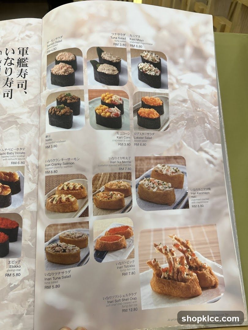 Inari Sushi Menu