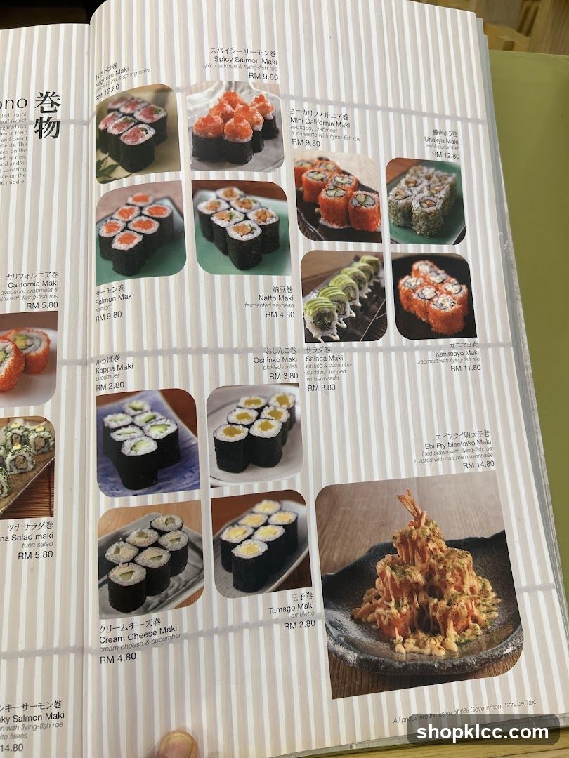 Sushi Menu
