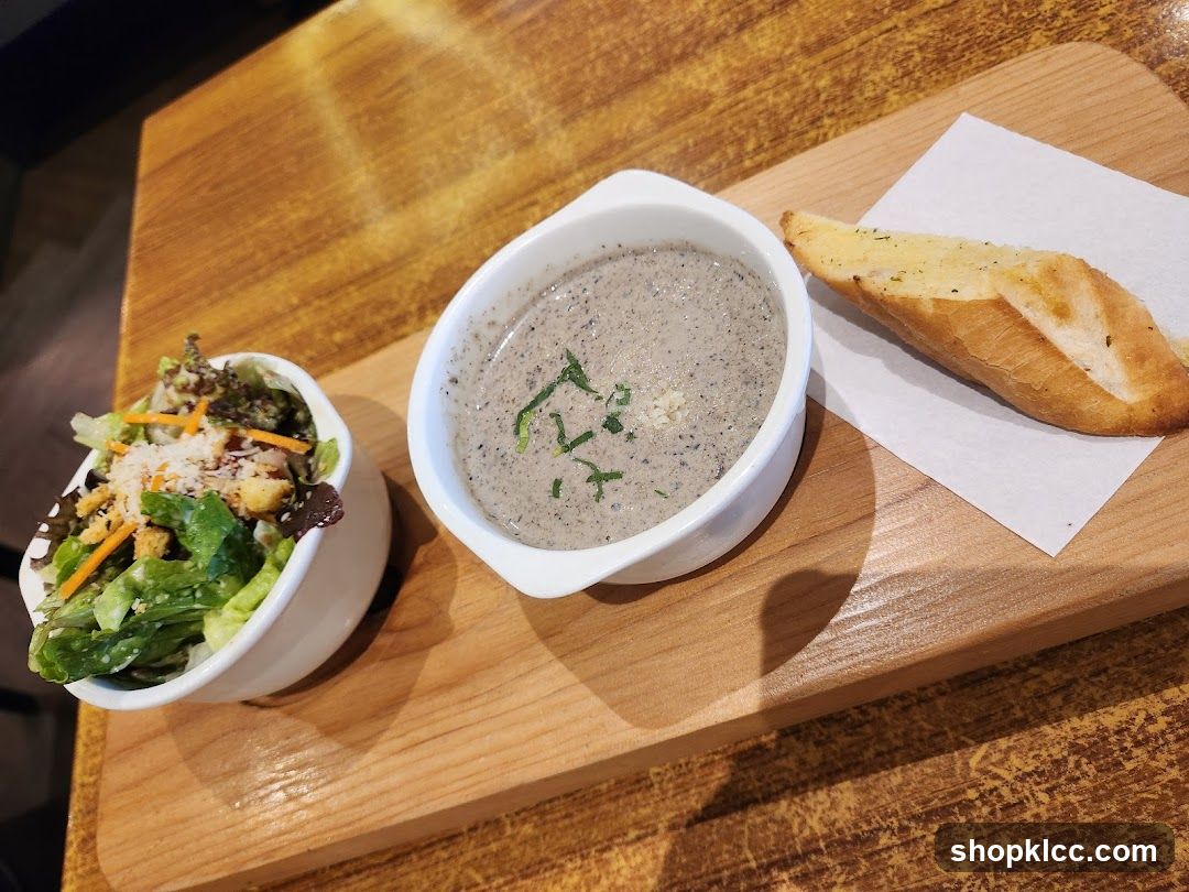 Mushroom Soup and Salad