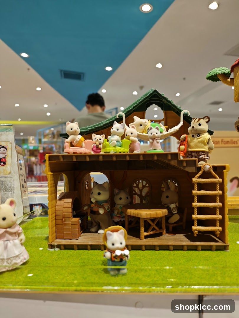 Toy animal figures in a playhouse