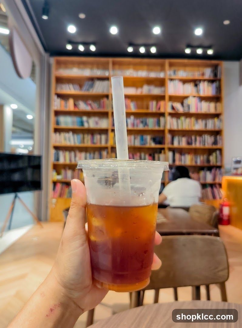 Iced Coffee in a Bookstore Cafe