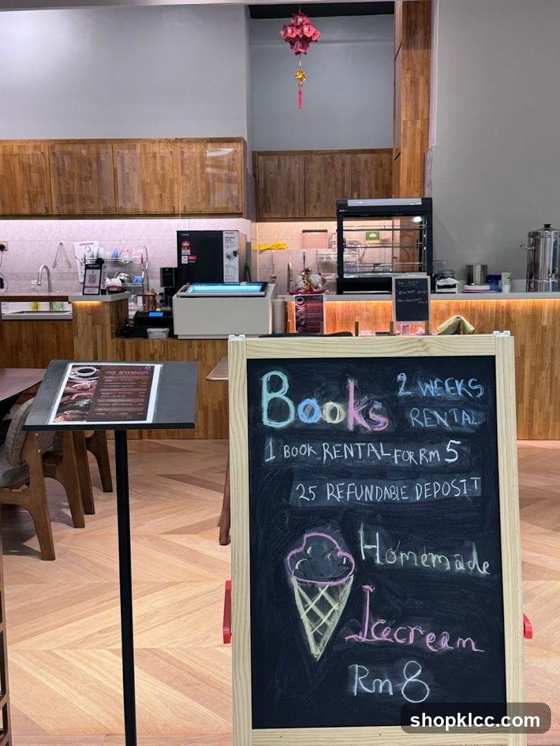Chalkboard Menu and Book Rental Information
