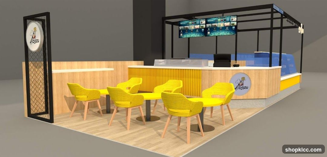 Modern Food Kiosk with Seating
