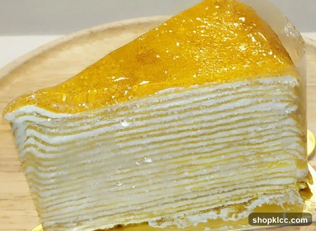 Slice of Mille Crepe Cake