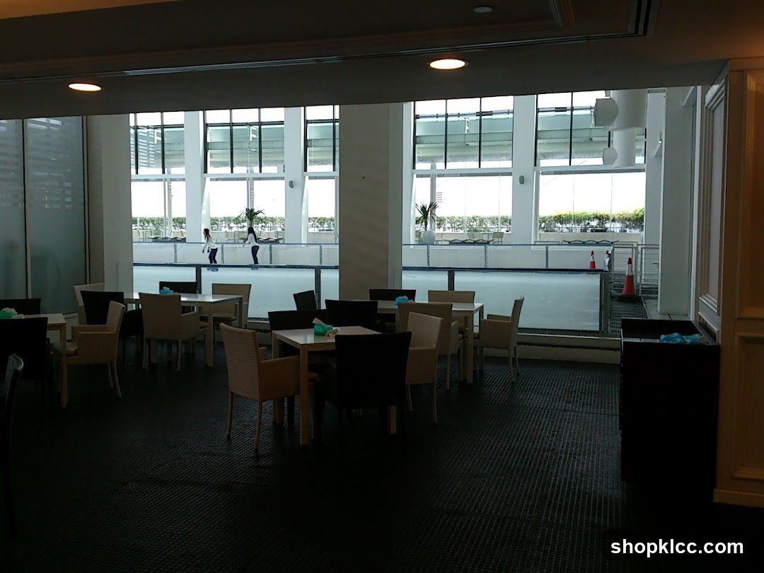 Indoor Seating Area Overlooking Ice Rink