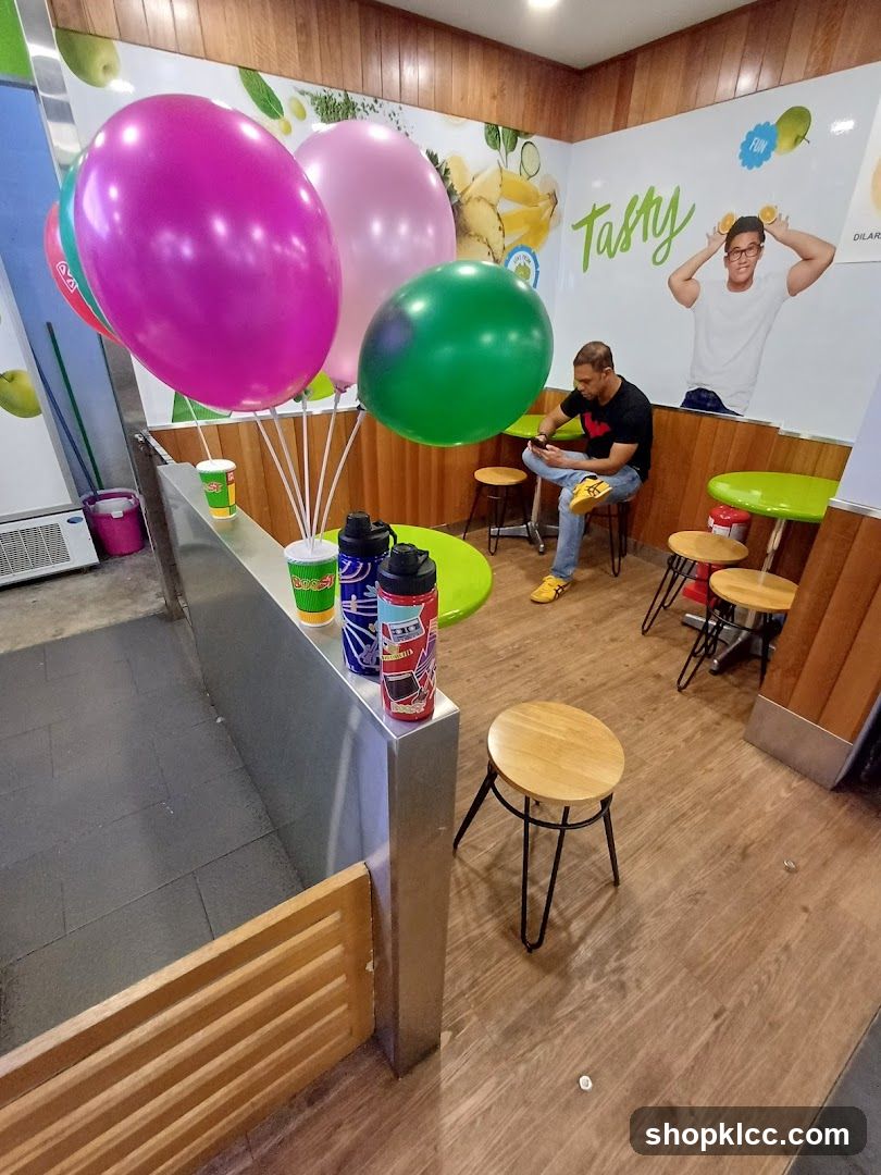 Juice Bar Interior with Balloons