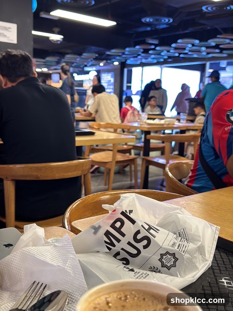 Dining Scene with Sushi Bag