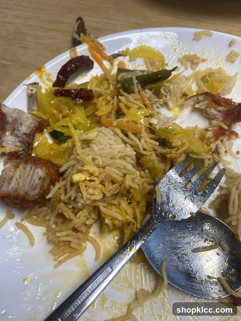 Eaten Meal with Rice and Meat
