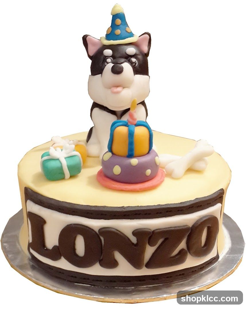 Birthday Cake with Husky Figure